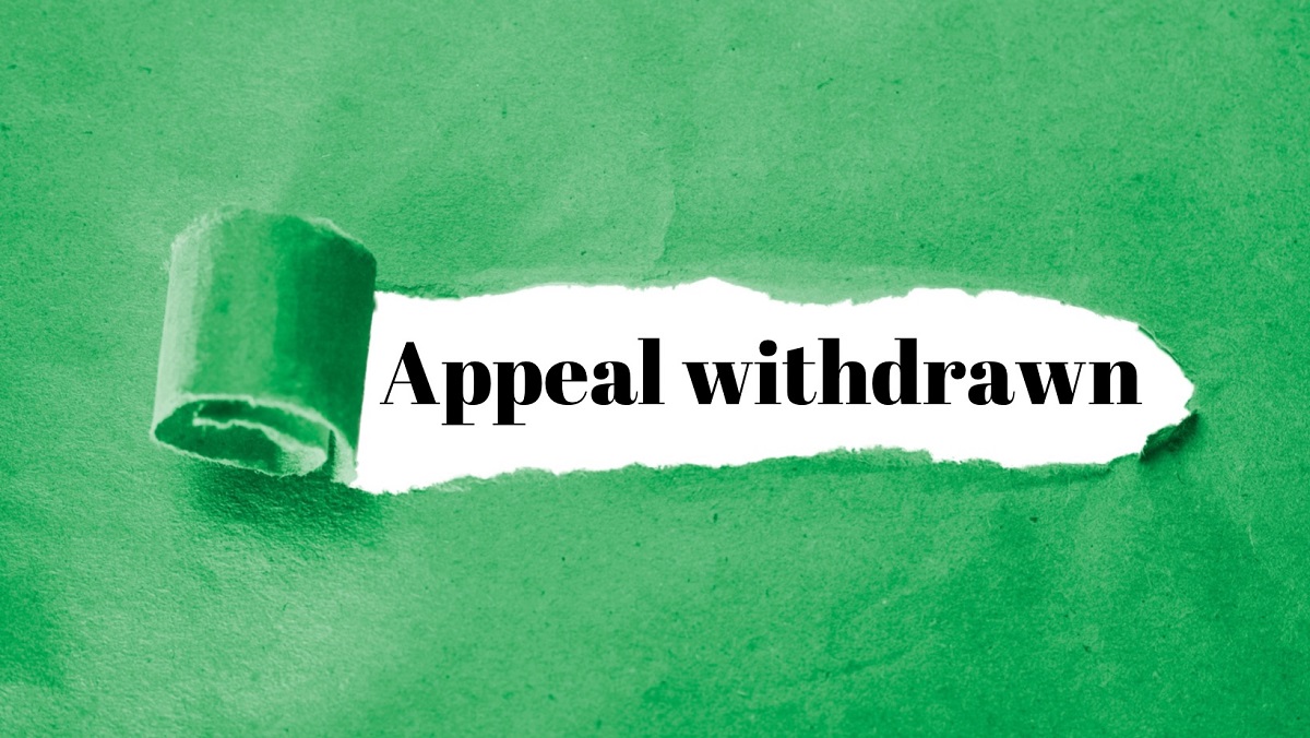 Appeal withdrawn